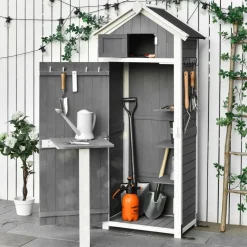 Outsunny Gartenhaus grau B/H/L: ca. 52,5x182x78 cm