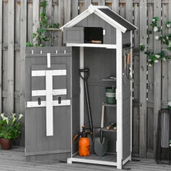 Outsunny Gartenhaus grau B/H/L: ca. 52,5x182x78 cm