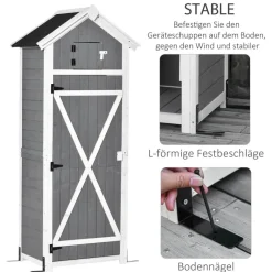 Outsunny Gartenhaus grau B/H/L: ca. 52,5x182x78 cm