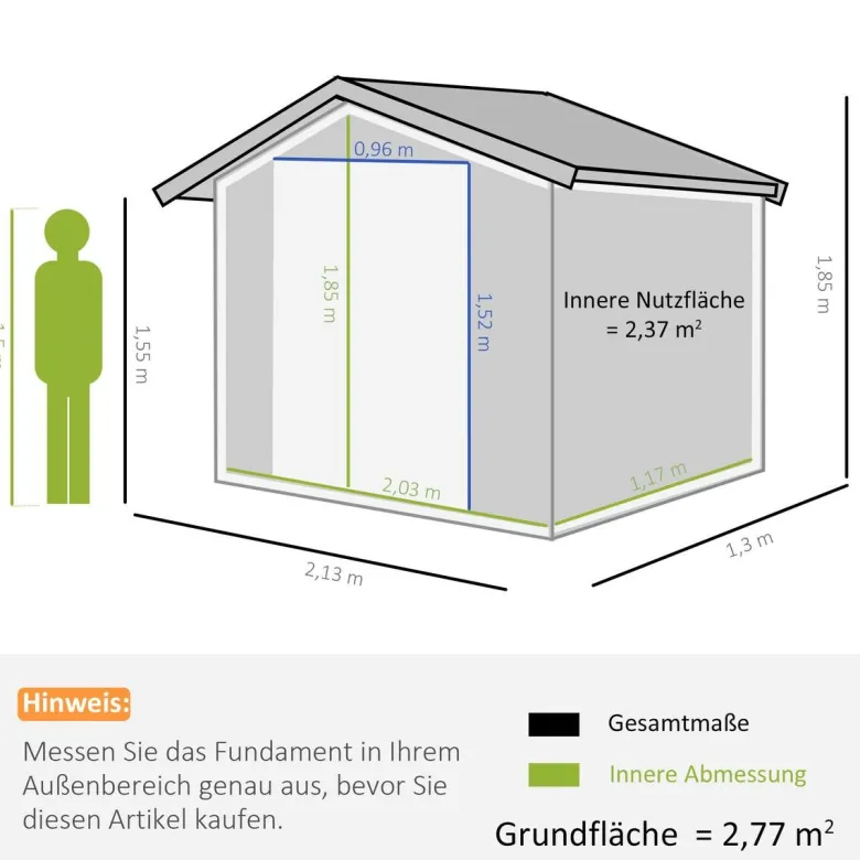 Outsunny Gartenhaus grau B/H/L: ca. 130x185x213 cm