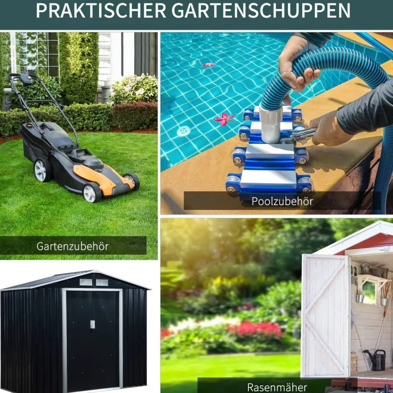 Outsunny Gartenhaus grau B/H/L: ca. 130x185x213 cm