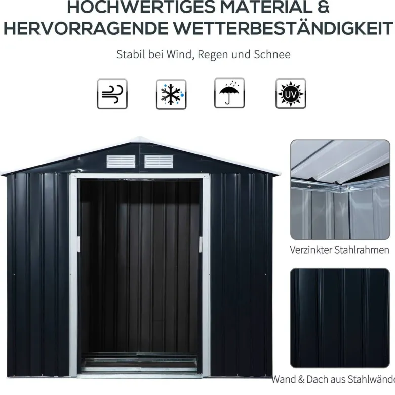 Outsunny Gartenhaus grau B/H/L: ca. 130x185x213 cm