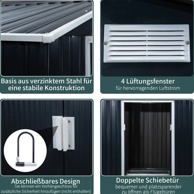 Outsunny Gartenhaus grau B/H/L: ca. 130x185x213 cm