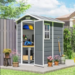 Outsunny Gartenhaus grau B/H/L: ca. 131x198x186 cm