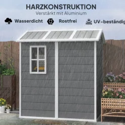 Outsunny Gartenhaus grau B/H/L: ca. 131x198x186 cm