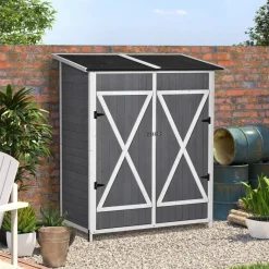 Outsunny Gartenhaus grau B/H/T: ca. 139x160x75 cm