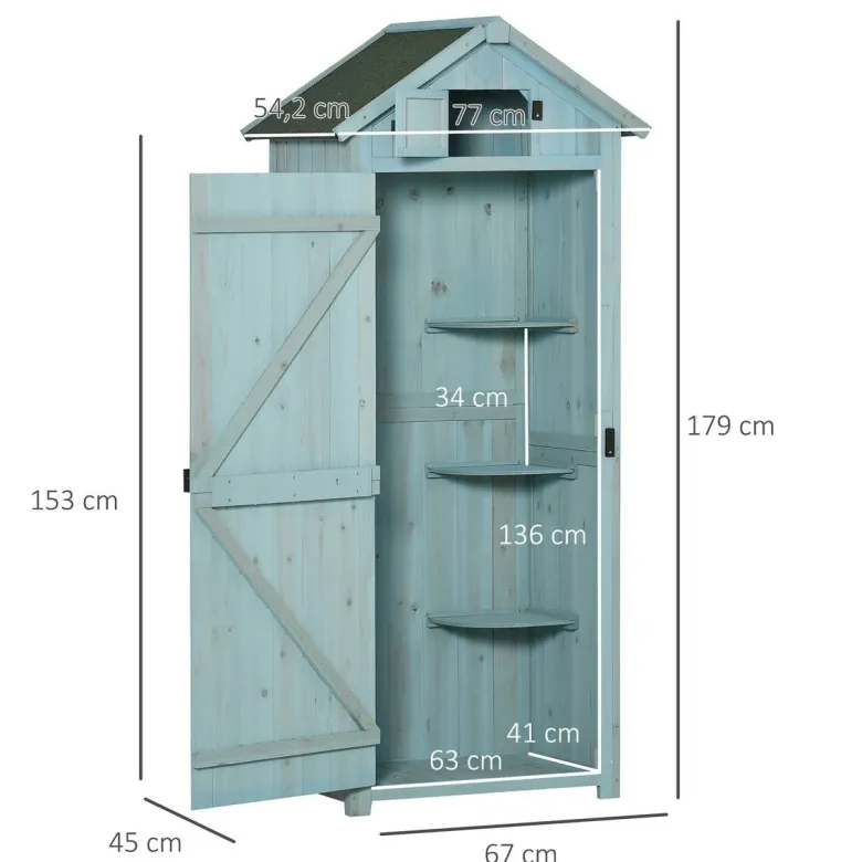 Outsunny Gartenhaus hellblau B/H/L: ca. 54x179x77 cm