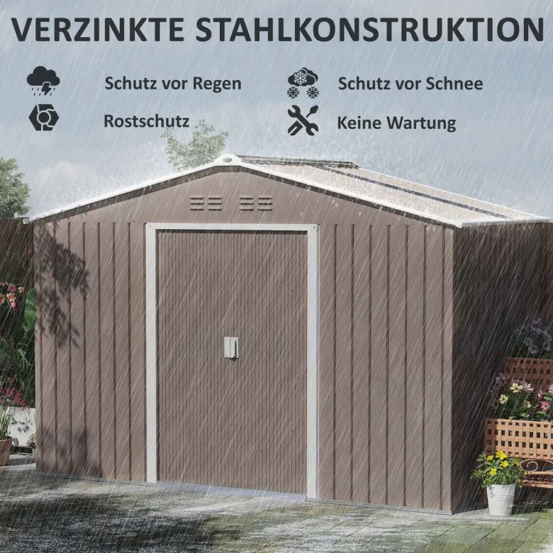 Outsunny Gartenhaus hellgrau B/H/L: ca. 195x192x277 cm