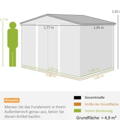Outsunny Gartenhaus hellgrau B/H/L: ca. 195x192x277 cm