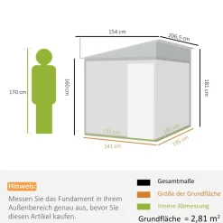 Outsunny Gartenhaus weiß B/H/L: ca. 206,5x181x154 cm