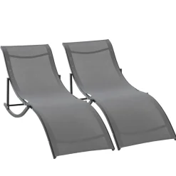 Outsunny Gartenliege 2er Set dunkelgrau Aluminium B/H/L: ca. 61x63x165 cm