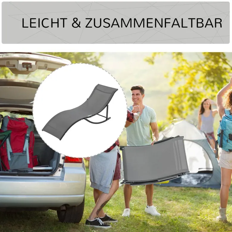 Outsunny Gartenliege 2er Set dunkelgrau Aluminium B/H/L: ca. 61x63x165 cm