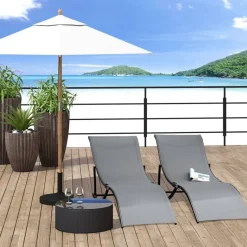 Outsunny Gartenliege 2er Set dunkelgrau Aluminium B/H/L: ca. 61x63x165 cm