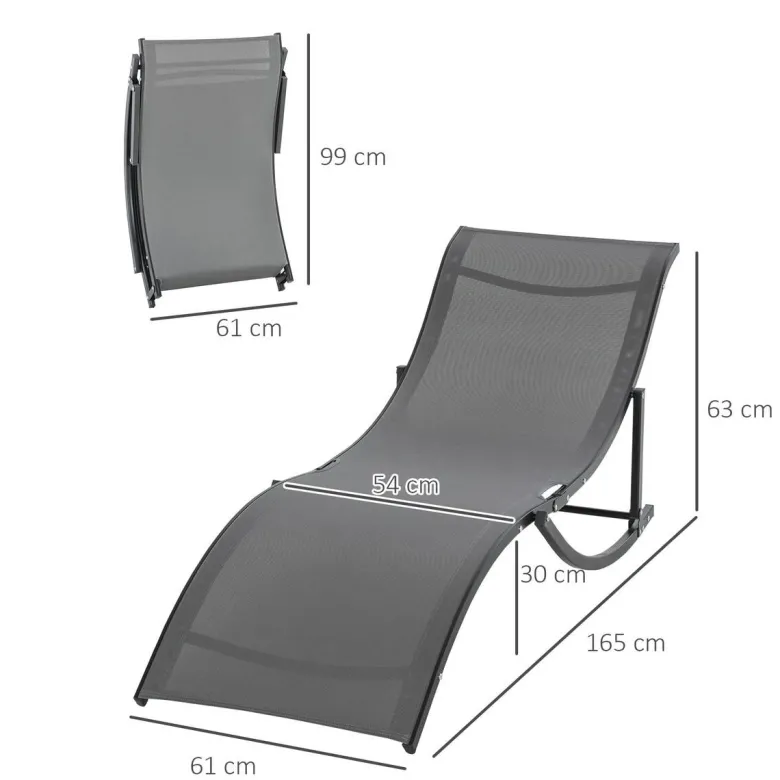 Outsunny Gartenliege 2er Set dunkelgrau Aluminium B/H/L: ca. 61x63x165 cm