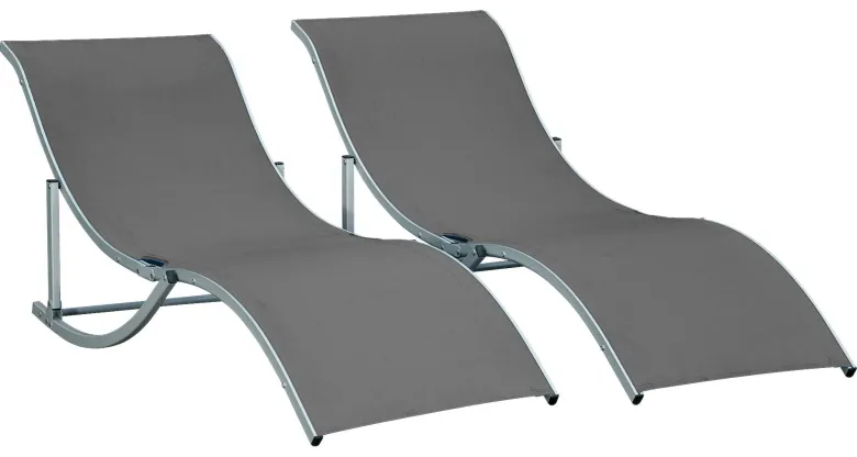 Outsunny Gartenliege 2er Set dunkelgrau Aluminium B/H/L: ca. 61x63x165 cm