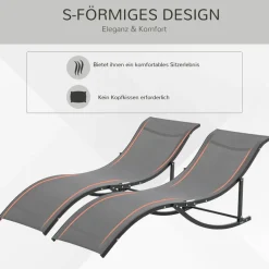 Outsunny Gartenliege 2er Set dunkelgrau Aluminium B/H/L: ca. 61x63x165 cm