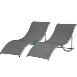 Outsunny Gartenliege 2er Set dunkelgrau Aluminium B/H/L: ca. 61x63x165 cm