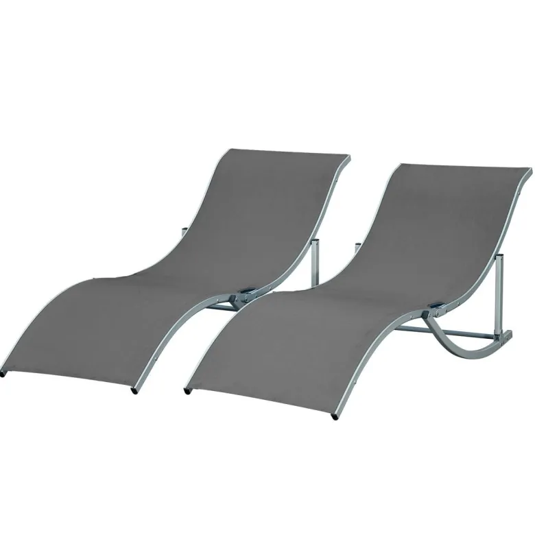 Outsunny Gartenliege 2er Set dunkelgrau Aluminium B/H/L: ca. 61x63x165 cm
