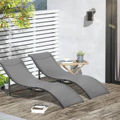 Outsunny Gartenliege 2er Set dunkelgrau Aluminium B/H/L: ca. 61x63x165 cm