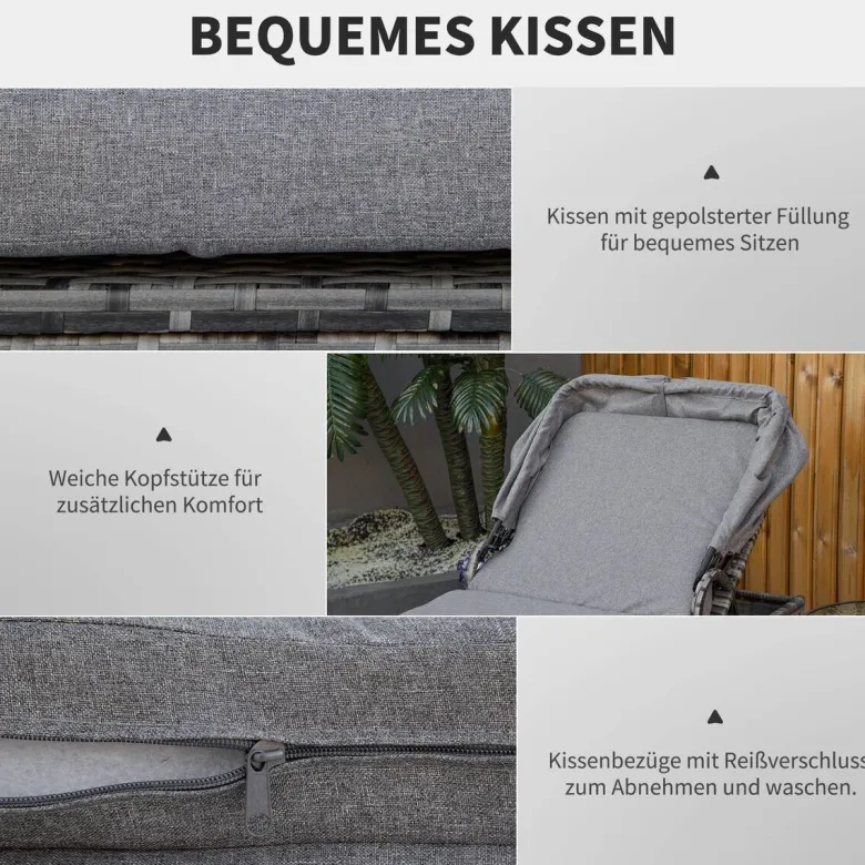 Outsunny Gartenliege grau Edelstahl B/H/L: ca. 65x195x40 cm