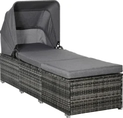 Outsunny Gartenliege grau Edelstahl B/H/L: ca. 65x195x40 cm