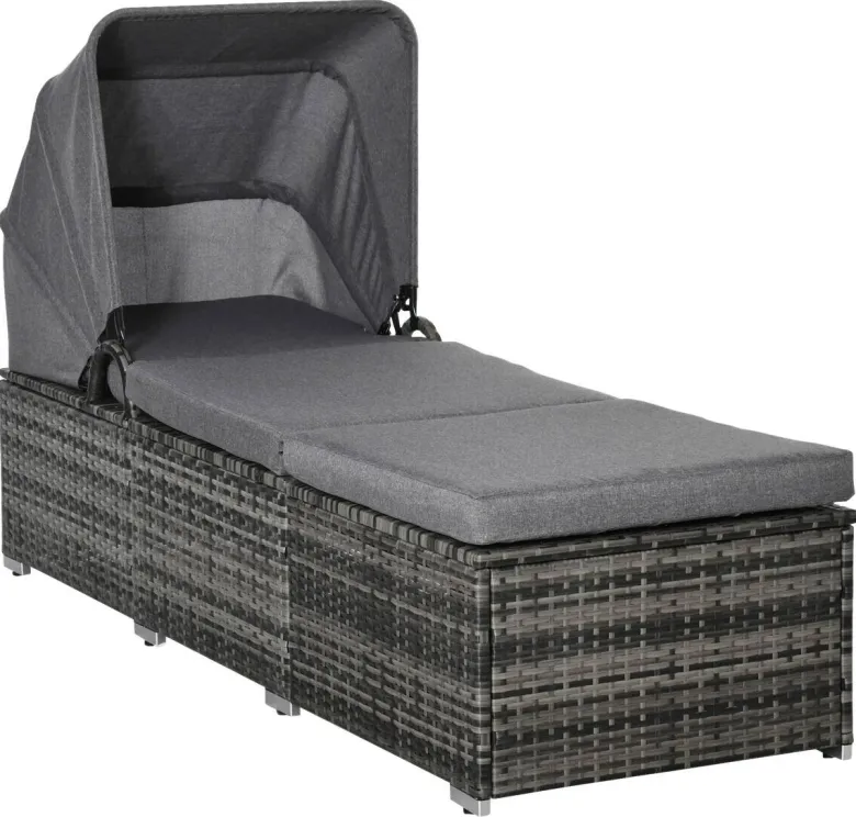 Outsunny Gartenliege grau Edelstahl B/H/L: ca. 65x195x40 cm