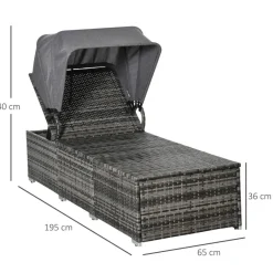 Outsunny Gartenliege grau Edelstahl B/H/L: ca. 65x195x40 cm