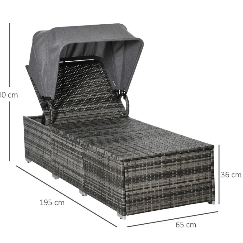 Outsunny Gartenliege grau Edelstahl B/H/L: ca. 65x195x40 cm