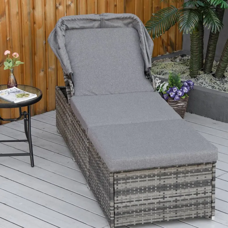 Outsunny Gartenliege grau Edelstahl B/H/L: ca. 65x195x40 cm