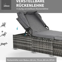 Outsunny Gartenliege grau Edelstahl B/H/L: ca. 65x195x40 cm