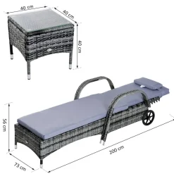 Outsunny Gartenliege grau Metall