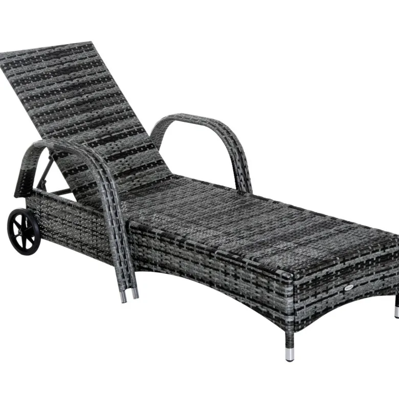 Outsunny Gartenliege grau Metall