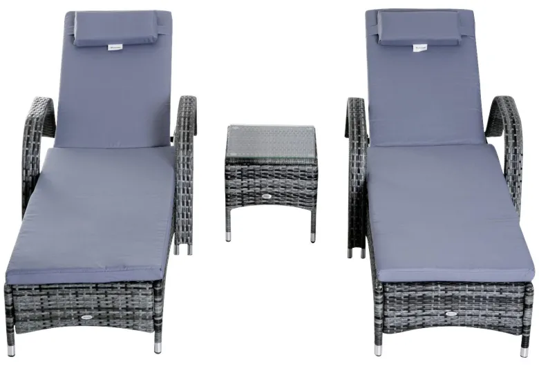 Outsunny Gartenliege grau Metall