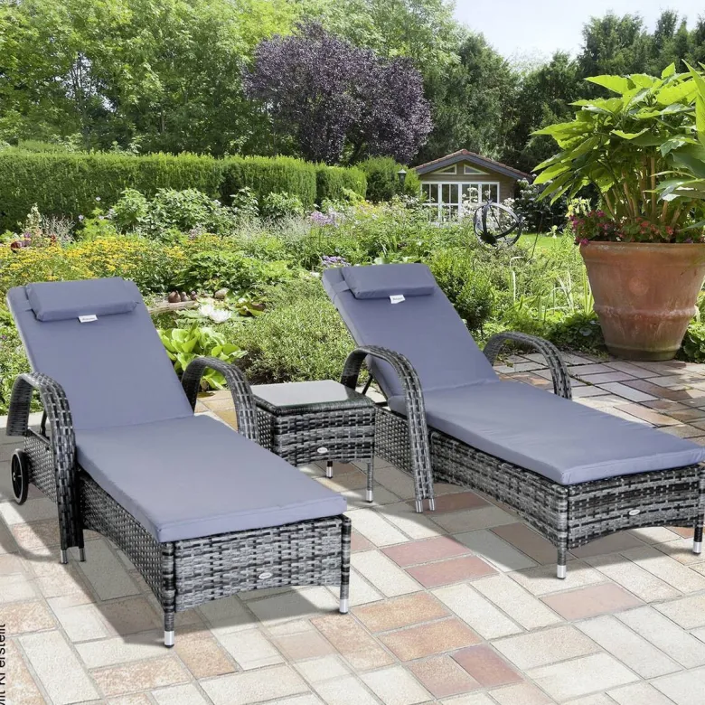 Outsunny Gartenliege grau Metall
