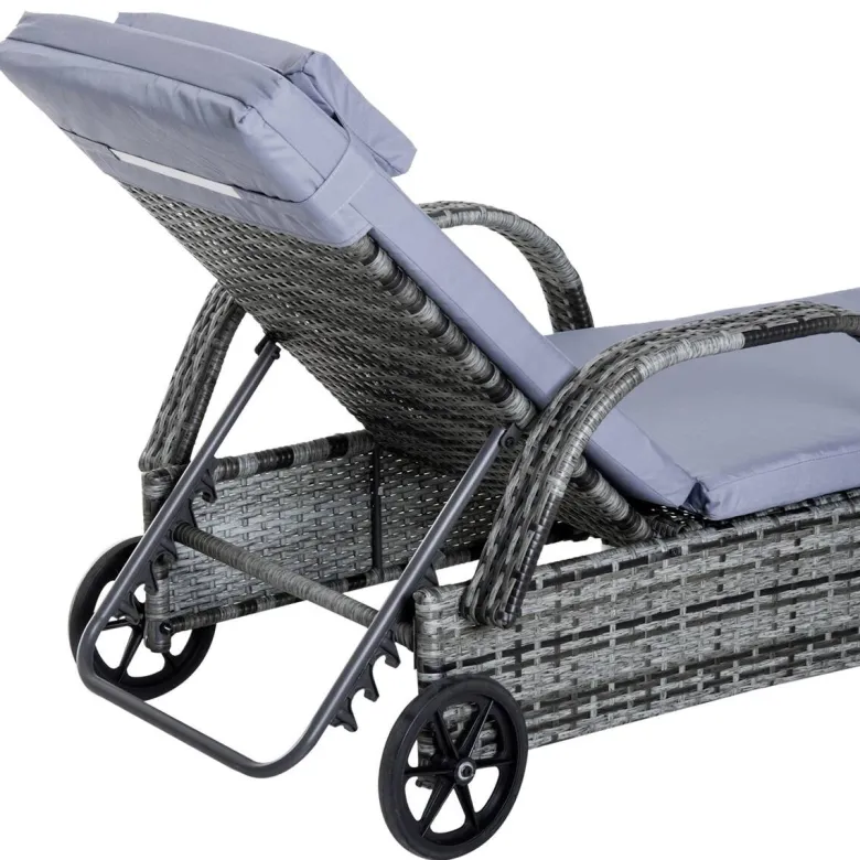 Outsunny Gartenliege grau Metall
