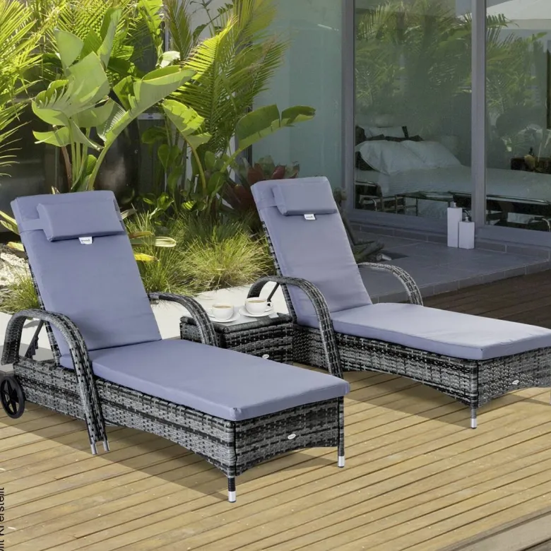 Outsunny Gartenliege grau Metall