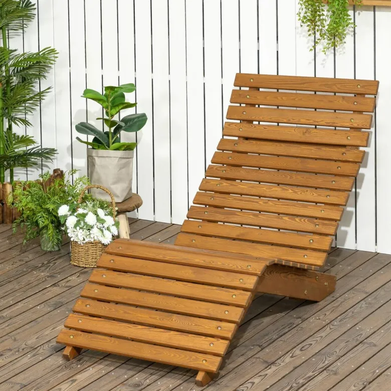 Outsunny Gartenliege mit Holzrahmen