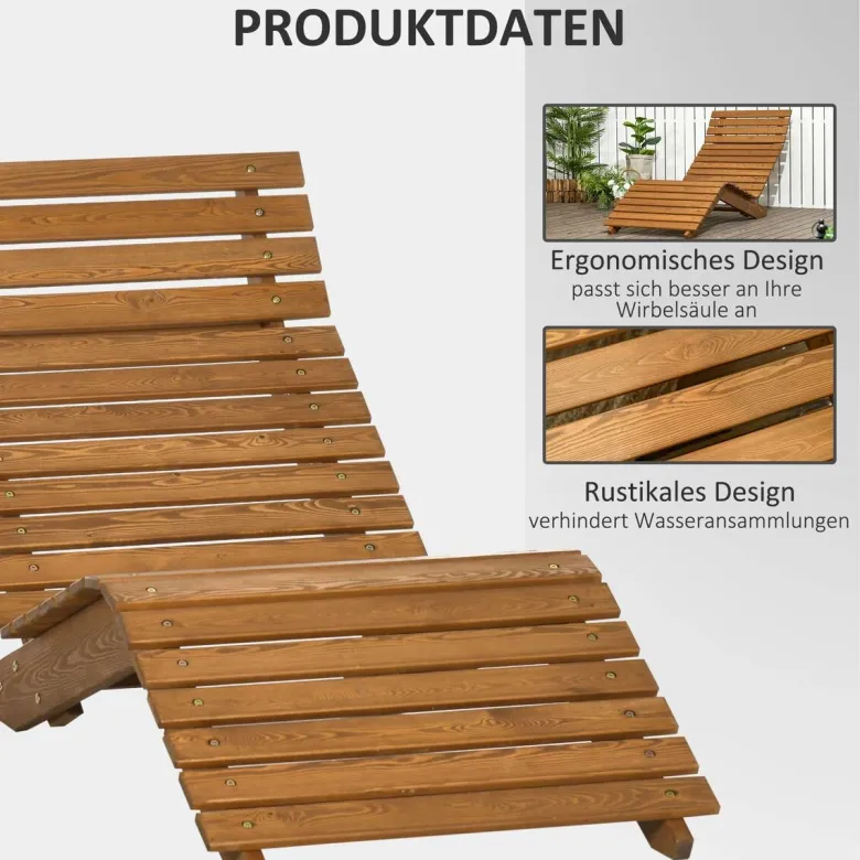 Outsunny Gartenliege mit Holzrahmen