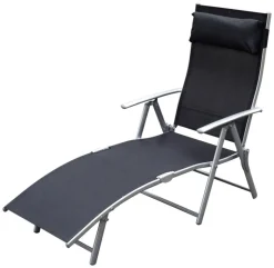 Outsunny Gartenliege schwarz Metall B/H/L: ca. 63,5x100,5x180 cm