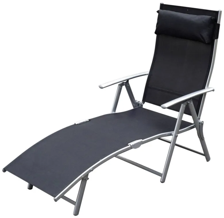 Outsunny Gartenliege schwarz Metall B/H/L: ca. 63,5x100,5x180 cm