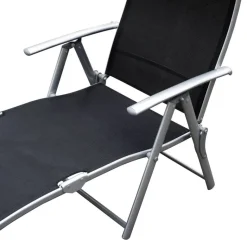 Outsunny Gartenliege schwarz Metall B/H/L: ca. 63,5x100,5x180 cm