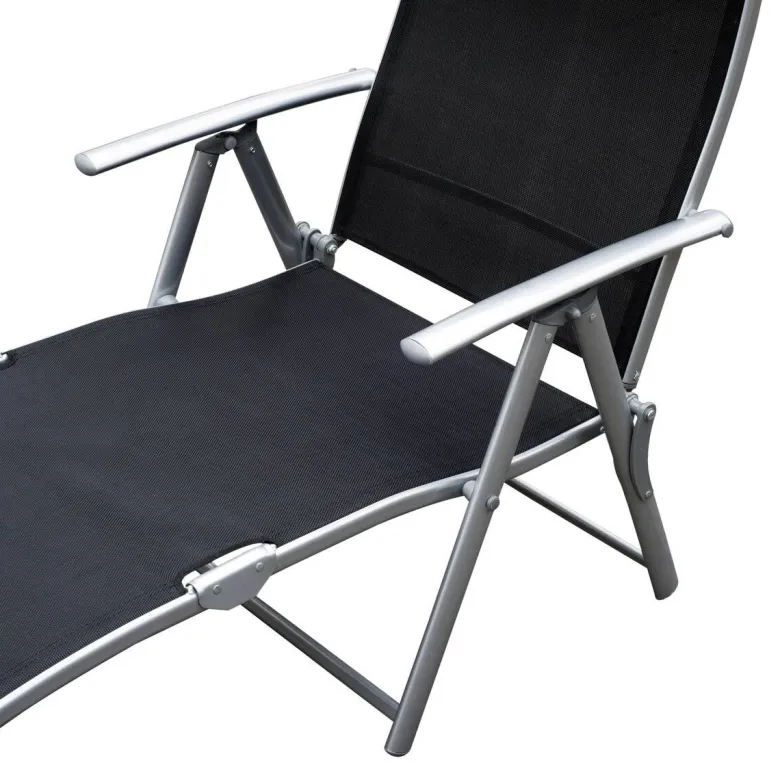 Outsunny Gartenliege schwarz Metall B/H/L: ca. 63,5x100,5x180 cm