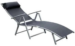 Outsunny Gartenliege schwarz Metall B/H/L: ca. 63,5x100,5x180 cm