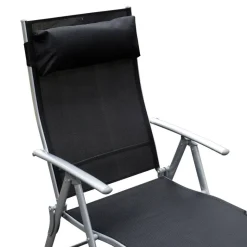 Outsunny Gartenliege schwarz Metall B/H/L: ca. 63,5x100,5x180 cm