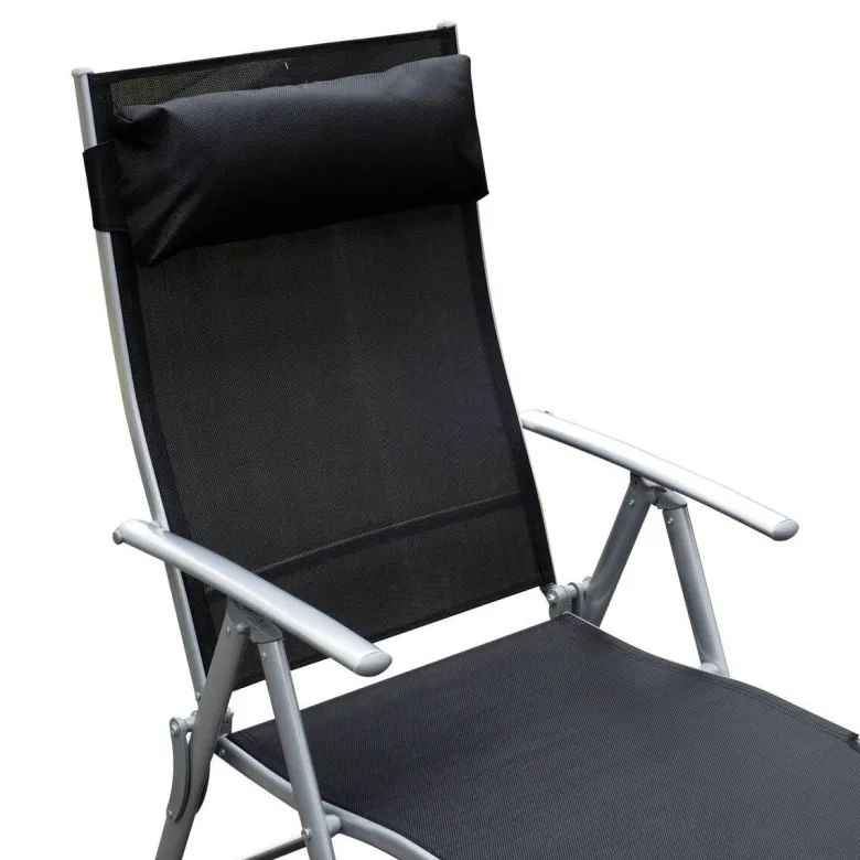 Outsunny Gartenliege schwarz Metall B/H/L: ca. 63,5x100,5x180 cm