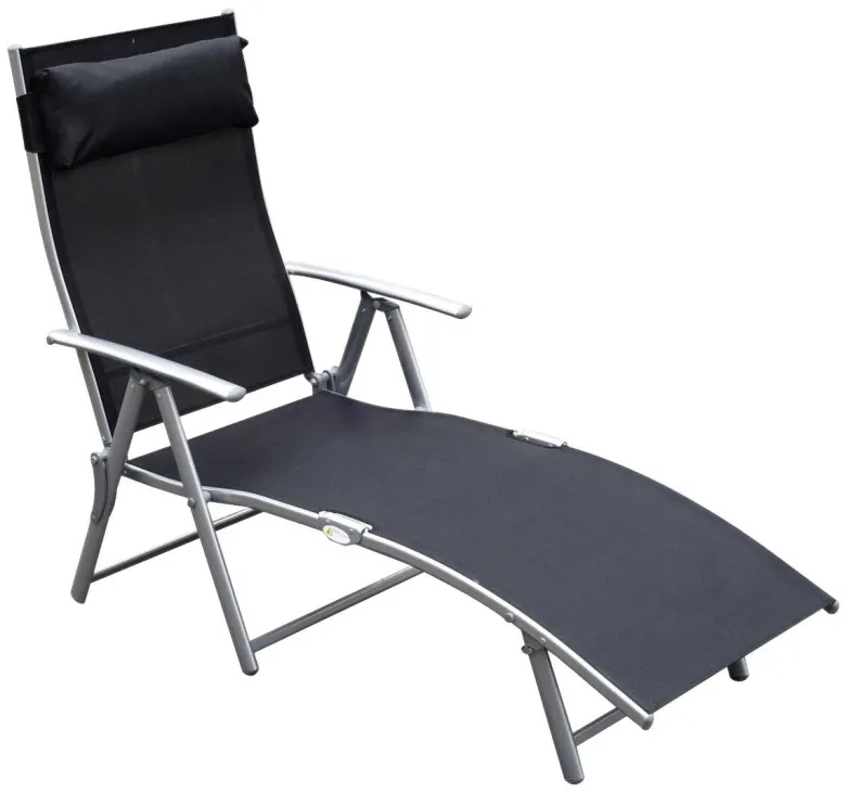 Outsunny Gartenliege schwarz Metall B/H/L: ca. 63,5x100,5x180 cm