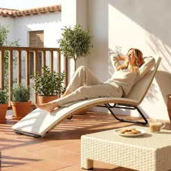 Outsunny Gartenliege schwarz Polyester B/H/L: ca. 57x80x175 cm