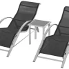 Outsunny Gartenliege-Set mit Tisch schwarz Metall B/H/T: ca. 59x66x169 cm