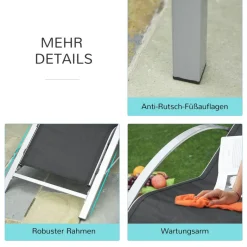 Outsunny Gartenliege-Set mit Tisch schwarz Metall B/H/T: ca. 59x66x169 cm