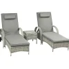 Outsunny Gartenliege-Set mit Tisch grau Polyrattan B/H/L: ca. 73x103x200 cm